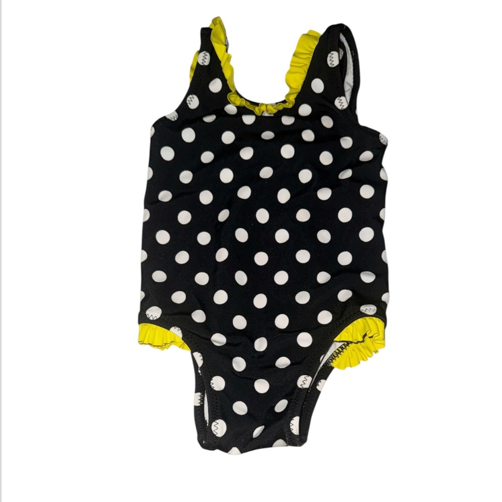 3 FOR $20 OLD NAVY 6-12M Yellow Ruffle Polka Dot One Piece Swimsuit
